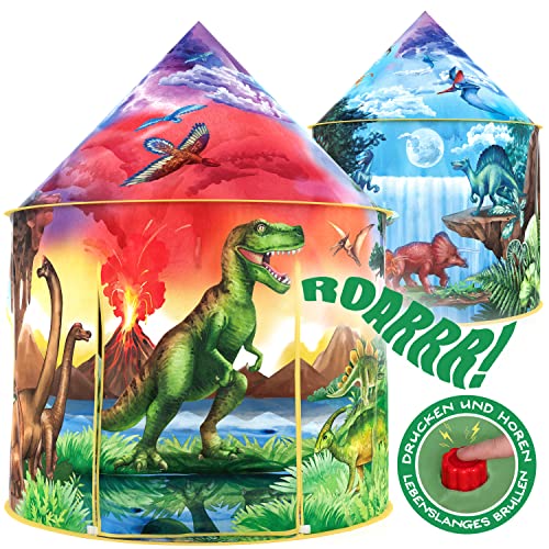 W&O Dinosaurier Spielzelt mit tollen Dinogeräuschen - Pop-Up - Kinderzelt für Drinnen und Draußen, Spielhaus für das Kinderzimmer, für Mädchen und Jungen, Kinder Zelt von W&O