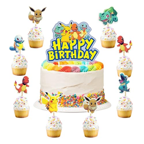 25Tortendeko Geburtstag Kinder,Kuchen Deko, Happy Birthday Kuchendekoration + Cake Topper Cupcake + Tortenfiguren Kindergeburtstag, Tortendekoration Kinder für Jungen/Mädchen von WABVAB