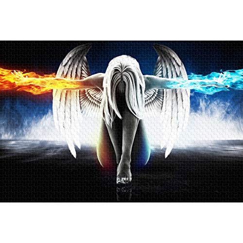 WACYDSD Puzzle 1000 Teile 3D Puzzle Anime Angel Girl Wings EIS Und Feuer Poster Und Gedruckt Wandkunst Bild Für Wohnzimmer Dekoration Geschenk von WACYDSD