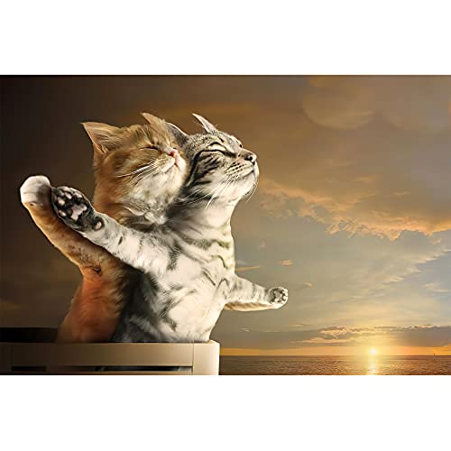WACYDSD Puzzle 1000 Teile 3D Puzzle DIY Niedliche Katze Cartoon Tier Titanic Katze Romantische Liebesbild von WACYDSD
