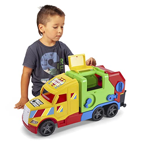 Wader 36330 - Magic Truck Müllwagen mit Förderband, ab 3 Jahren, ca. 59,5 cm, ideal als Geschenk für kreatives Spielen von Wader