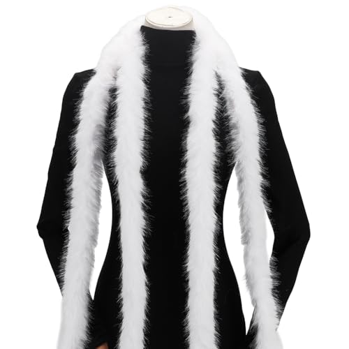 WADORN 5M Marabu Federboa Flauschige Marabou Federboa Nähbesatz Happy Marabou Federboa Lange Marabou Federboa Für Kostüm Hochzeit Party Halloween Weihnachtsdekoration Weiß von WADORN