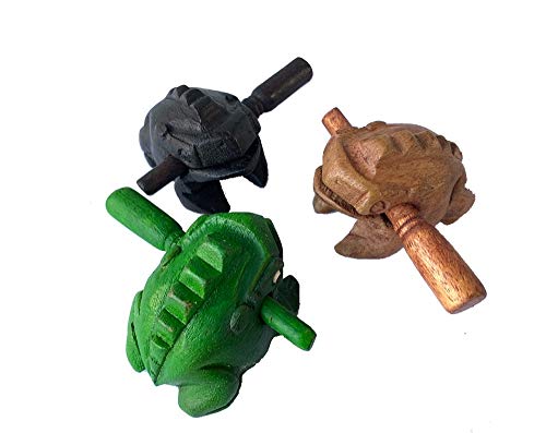 WADSUWAN SHOP Frosch Percussion Instrument Guiro, Holz, Schwarz, Tier, 5,1 cm von WADSUWAN SHOP
