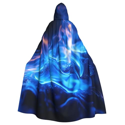 WAFICAC Blauer Flammen-Kapuzenumhang, Halloween-Kostümzubehör für Erwachsene, Cosplay-Partykostüme von WAFICAC