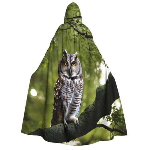 WAFICAC Eulen-Baumzweige-Druck, Unisex, für Erwachsene, mit Kapuze, Umhang, Zauberer-Robe, Männer, Cosplay, Umhang, Karnevalsthema, Party-Dekor von WAFICAC