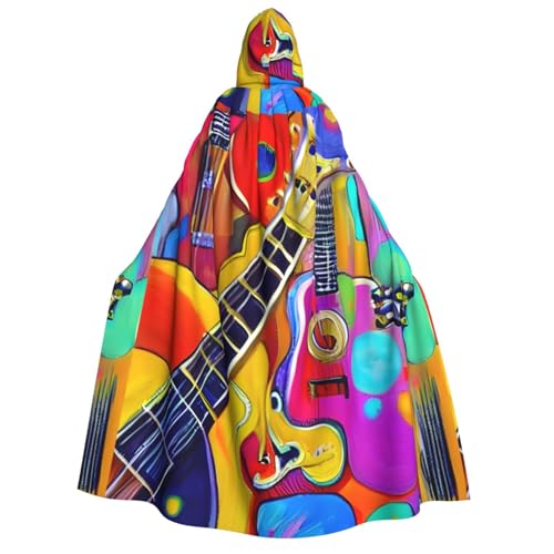 WAFICAC Farbiger Akustik- und Gitarren-Druck, Unisex-Umhang mit Kapuze für Erwachsene, Zaubererrobe, Herren, Cosplay-Umhang, Karnevalsthema, Party-Dekor WAFICAC Farbiger Akustik- und Gitarren-Druck, Unisex-Umhang mit Kapuze für Erwachsene, Zaubererrobe, Herren, Cosplay-Umhang, Karnevalsthema, Party-Dekor von WAFICAC
