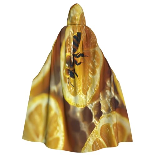 WAFICAC Gelber Kapuzenumhang mit Zitrone und Biene, Halloween-Kostümzubehör für Erwachsene, Cosplay-Partykostüme von WAFICAC
