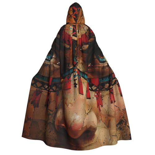 WAFICAC Indianer-Umhang mit Kapuze, Halloween-Kostümzubehör für Erwachsene, Cosplay-Partykostüme von WAFICAC