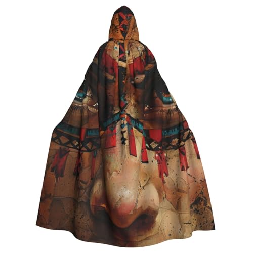 WAFICAC Indianer-Umhang mit Kapuze, Halloween-Kostümzubehör für Erwachsene, Cosplay-Partykostüme von WAFICAC