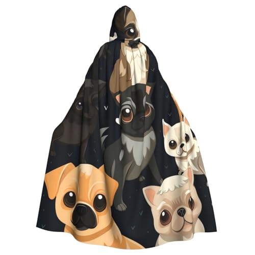 WAFICAC Niedlicher Umhang mit Kapuze und Chihuahua-Mops-Muster, Halloween-Kostümzubehör für Erwachsene, Cosplay-Partykostüme WAFICAC Niedlicher Umhang mit Kapuze und Chihuahua-Mops-Muster, Halloween-Kostümzubehör für Erwachsene, Cosplay-Partykostüme von WAFICAC