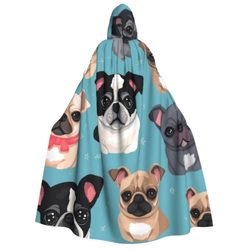 WAFICAC Niedlicher Umhang mit Kapuze und Chihuahua-Mops-Muster, Halloween-Kostümzubehör für Erwachsene, Cosplay-Partykostüme WAFICAC Niedlicher Umhang mit Kapuze und Chihuahua-Mops-Muster, Halloween-Kostümzubehör für Erwachsene, Cosplay-Partykostüme von WAFICAC
