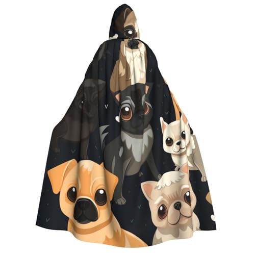 WAFICAC Niedlicher Umhang mit Kapuze und Chihuahua-Mops-Muster, Halloween-Kostümzubehör für Erwachsene, Cosplay-Partykostüme WAFICAC Niedlicher Umhang mit Kapuze und Chihuahua-Mops-Muster, Halloween-Kostümzubehör für Erwachsene, Cosplay-Partykostüme von WAFICAC