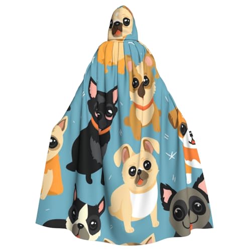 WAFICAC Niedlicher Umhang mit Kapuze und Chihuahua-Mops-Muster, Halloween-Kostümzubehör für Erwachsene, Cosplay-Partykostüme WAFICAC Niedlicher Umhang mit Kapuze und Chihuahua-Mops-Muster, Halloween-Kostümzubehör für Erwachsene, Cosplay-Partykostüme von WAFICAC