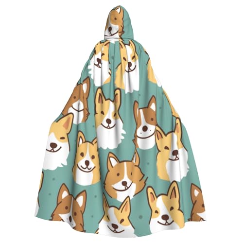 WAFICAC Niedlicher Umhang mit Kapuze und Corgi-Muster, Halloween-Kostümzubehör für Erwachsene, Cosplay-Partykostüme WAFICAC Niedlicher Umhang mit Kapuze und Corgi-Muster, Halloween-Kostümzubehör für Erwachsene, Cosplay-Partykostüme von WAFICAC