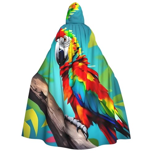 WAFICAC Papageien auf Baum Druck Unisex Erwachsene Kapuzenmantel Wizard Robe Männer Cosplay Cape Karneval Thema Party Dekor von WAFICAC