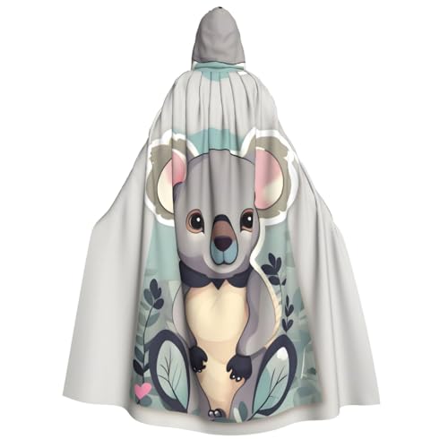 WAFICAC Schöner Koala-Druck, Unisex, für Erwachsene, mit Kapuze, Umhang, Zaubererrobe, Herren, Cosplay, Umhang, Karnevalsthema, Party-Dekor von WAFICAC