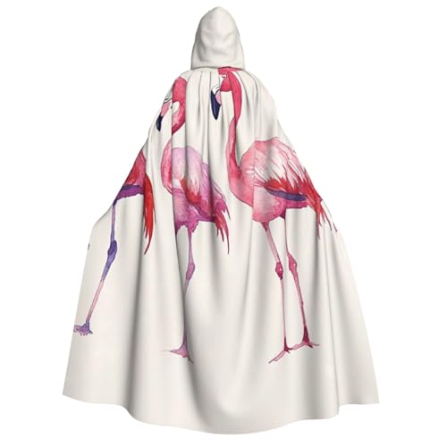 WAFICAC Schöner rosa Flamingo-Kapuzenumhang, Halloween-Kostümzubehör für Erwachsene, Cosplay-Partykostüme von WAFICAC