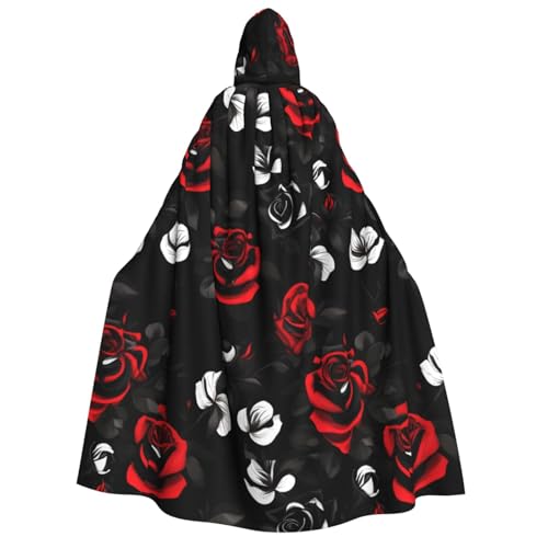 WAFICAC Schwarz-weiß-rote Rosen-Druck, Unisex-Kapuzenmantel für Erwachsene, Zaubererrobe, Herren, Cosplay-Umhang, Karnevalsthema, Party-Dekor WAFICAC Schwarz-weiß-rote Rosen-Druck, Unisex-Kapuzenmantel für Erwachsene, Zaubererrobe, Herren, Cosplay-Umhang, Karnevalsthema, Party-Dekor von WAFICAC