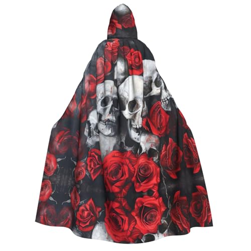 WAFICAC Totenkopf und rote Rose Print Unisex Erwachsene Kapuzenumhang Zauberer Robe Männer Cosplay Cape Karneval Thema Party Dekor WAFICAC Totenkopf und rote Rose Print Unisex Erwachsene Kapuzenumhang Zauberer Robe Männer Cosplay Cape Karneval Thema Party Dekor von WAFICAC