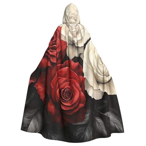 WAFICAC schwarz-weiß-rote Rosen Kapuzenumhang Halloween Kostüm Zubehör für Erwachsene Cosplay Party Kostüme WAFICAC schwarz-weiß-rote Rosen Kapuzenumhang Halloween Kostüm Zubehör für Erwachsene Cosplay Party Kostüme von WAFICAC