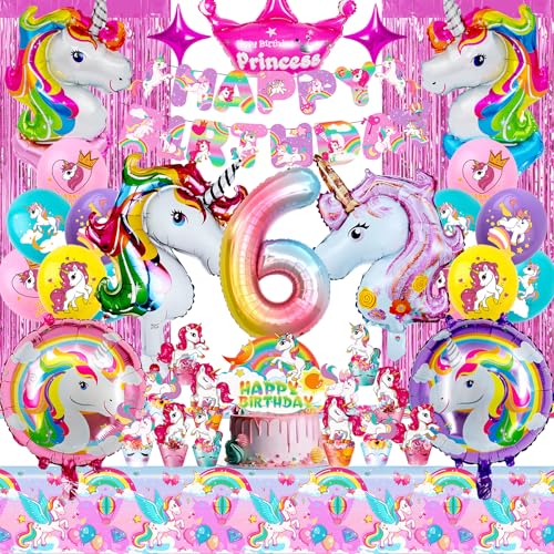 Einhorn Geburtstagsdeko für Mädchen - 6 Jahre , 38 Pcs Einhorn Folienballon mit Ballon Klebepunkten und Bändern, Einfach zu Verwenden, Kommt mit Glitzervorhängen usw, Einhorn Party Deko für Mädchen Einhorn Geburtstagsdeko für Mädchen - 6 Jahre , 38 Pcs Einhorn Folienballon mit Ballon Klebepunkten und Bändern, Einfach zu Verwenden, Kommt mit Glitzervorhängen usw, Einhorn Party Deko für Mädchen von WAHYGG