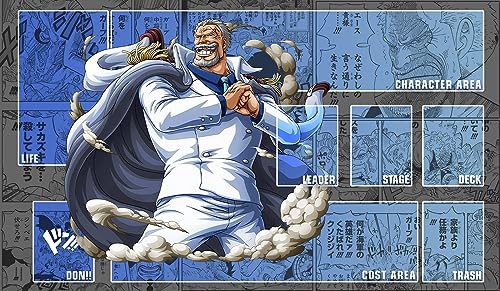 WAIFUWORLD SHOP One Piece Spielfeld Monkey D.GARP Spielmatte mit Zonen | Trading Card Game Playmat kompatibel mit dem One Piece Trading Card Game | Kartenspielmatte im Monkey D.GARP Motiv von WAIFUWORLD SHOP