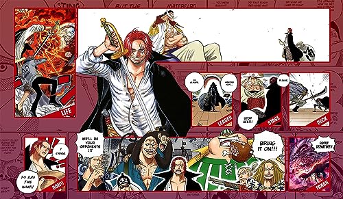 WAIFUWORLD SHOP One Piece Spielfeld Shanks Spielmatte mit Zonen | Trading Card Game Shanks Playmat kompatibel mit dem One Piece Trading Card Game | Kartenspielmatte im Shanks Motiv von WAIFUWORLD SHOP