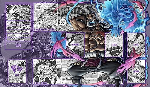 WAIFUWORLD SHOP One Piece Spielfeld Kaido Spielmatte mit Zonen | Trading Card Game Kaido Playmat kompatibel mit dem One Piece Trading Card Game | Kartenspielmatte im Kaido Motiv von WAIFUWORLD SHOP