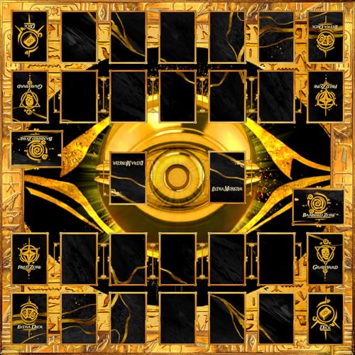 WAIFUWORLD SHOP Spielmatte mit Zonen | Aktuelles MR5 Feld | TCG Dual Playmat kompatibel mit beliebten Kartenspielen | Kartenspielmatte Millennium Style mit ägyptischem Motiv | 71 x 71 cm von WAIFUWORLD SHOP