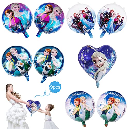Princess Ballons, 9 Stück Disney Princess runder Folienballon Prinzessin Ballo Schneeflocke Geburtstagsfeier, für Kind Geburtstags Party Dekorationen ​Folienballon von WAIMXDAO