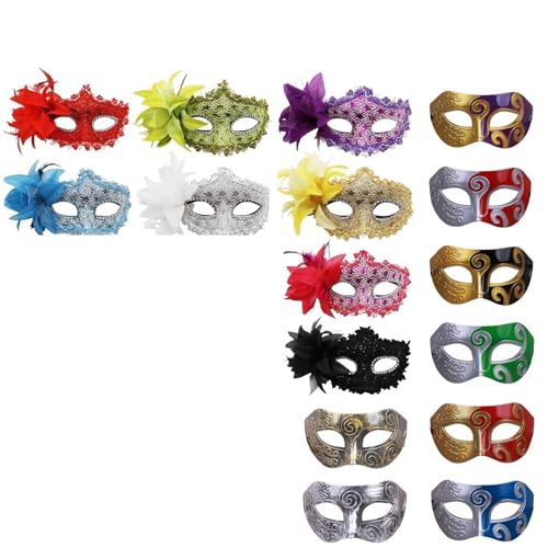 WAJJWI 16/32 Stück Maskerade-Masken, Karnevalsmasken, Vintage-Antike-Masken, Unisex-Halbgesichts-Partymasken für Kostüm(32 pieces) von WAJJWI