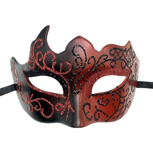 WAJJWI 2PCS Polychrome bemalte Maskerademasken Vintage venezianische Party-Mardi-Gras-Masken für Kostüm(Red) von WAJJWI