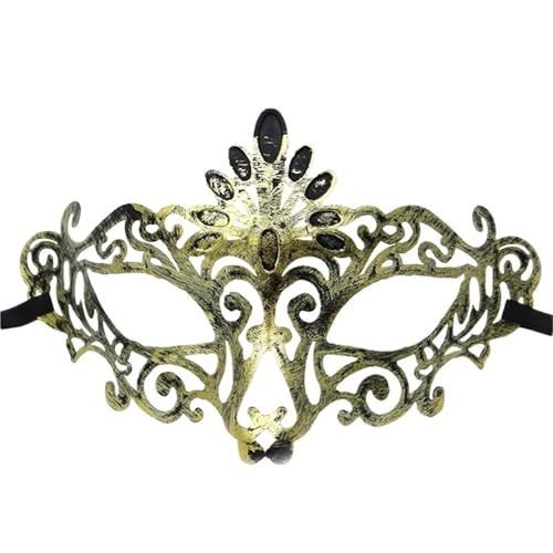 WAJJWI 4PC Maskerade Maske Vintage Prinz Maske Antik Kupfer Halbe Gesichtsmaske Retro Krone Masken Frauen Party Dekoration für Kostüm(Gold style 10) von WAJJWI