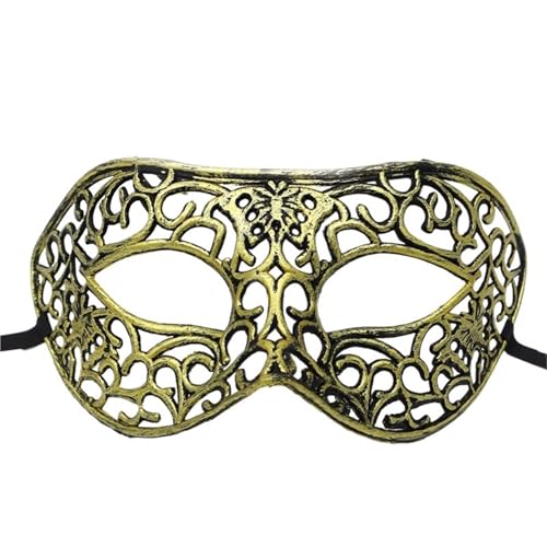 WAJJWI 4PC Maskerade Maske Vintage Prinz Maske Antik Kupfer Halbe Gesichtsmaske Retro Krone Masken Frauen Party Dekoration für Kostüm(Gold style 11) von WAJJWI