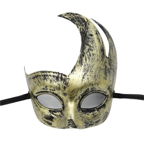 WAJJWI 4PC Maskerade Maske Vintage Prinz Maske Antik Kupfer Halbe Gesichtsmaske Retro Krone Masken Frauen Party Dekoration für Kostüm(Gold style 13) von WAJJWI
