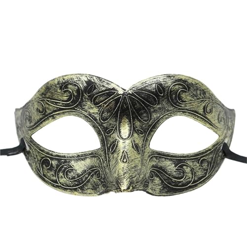 WAJJWI 4PC Maskerade Maske Vintage Prinz Maske Antik Kupfer Halbe Gesichtsmaske Retro Krone Masken Frauen Party Dekoration für Kostüm(Gold style 14) von WAJJWI