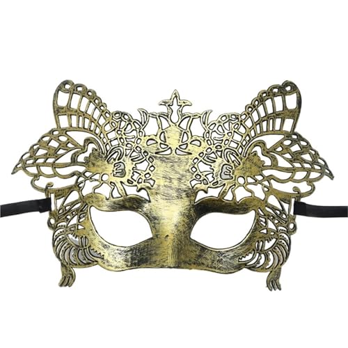WAJJWI 4PC Maskerade Maske Vintage Prinz Maske Antik Kupfer Halbe Gesichtsmaske Retro Krone Masken Frauen Party Dekoration für Kostüm(Gold style 15) von WAJJWI