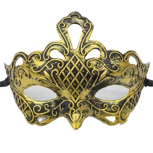 WAJJWI 4PC Maskerade Maske Vintage Prinz Maske Antik Kupfer Halbe Gesichtsmaske Retro Krone Masken Frauen Party Dekoration für Kostüm(Gold style 16) von WAJJWI