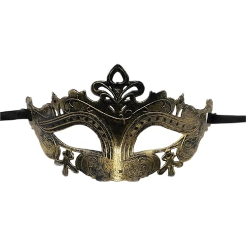 WAJJWI 4PC Maskerade Maske Vintage Prinz Maske Antik Kupfer Halbe Gesichtsmaske Retro Krone Masken Frauen Party Dekoration für Kostüm(Gold style 5) von WAJJWI