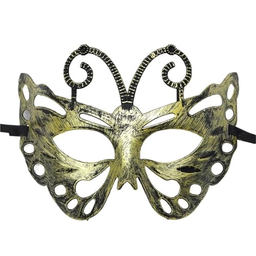 WAJJWI 4PC Maskerade Maske Vintage Prinz Maske Antik Kupfer Halbe Gesichtsmaske Retro Krone Masken Frauen Party Dekoration für Kostüm(Gold style 6) von WAJJWI
