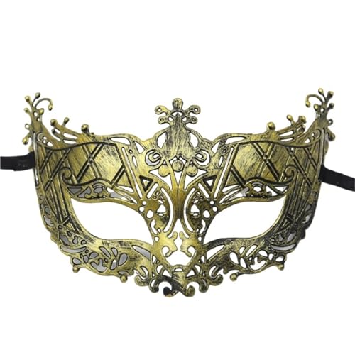 WAJJWI 4PC Maskerade Maske Vintage Prinz Maske Antik Kupfer Halbe Gesichtsmaske Retro Krone Masken Frauen Party Dekoration für Kostüm(Gold style 8) von WAJJWI