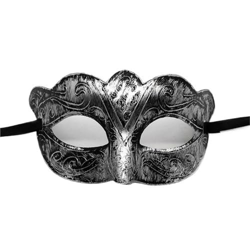 WAJJWI 4PC Maskerade Maske Vintage Prinz Maske Antik Kupfer Halbe Gesichtsmaske Retro Krone Masken Frauen Party Dekoration für Kostüm(Silver style 1) von WAJJWI