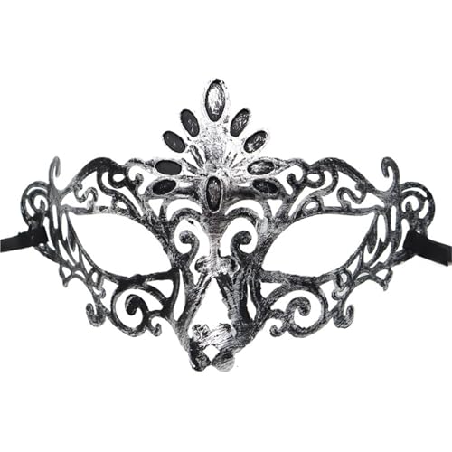 WAJJWI 4PC Maskerade Maske Vintage Prinz Maske Antik Kupfer Halbe Gesichtsmaske Retro Krone Masken Frauen Party Dekoration für Kostüm(Silver style 10) von WAJJWI