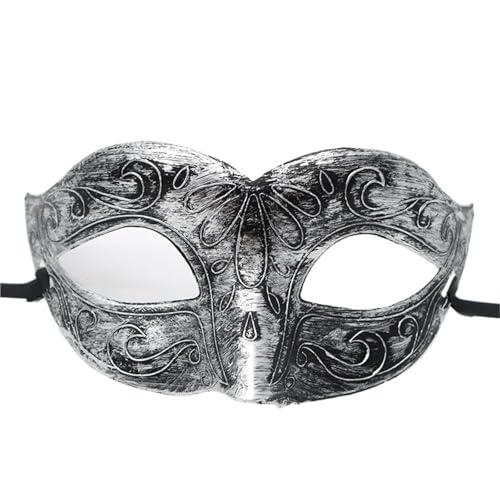 WAJJWI 4PC Maskerade Maske Vintage Prinz Maske Antik Kupfer Halbe Gesichtsmaske Retro Krone Masken Frauen Party Dekoration für Kostüm(Silver style 14) von WAJJWI
