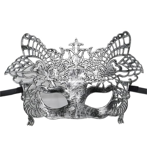 WAJJWI 4PC Maskerade Maske Vintage Prinz Maske Antik Kupfer Halbe Gesichtsmaske Retro Krone Masken Frauen Party Dekoration für Kostüm(Silver style 15) von WAJJWI
