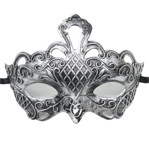 WAJJWI 4PC Maskerade Maske Vintage Prinz Maske Antik Kupfer Halbe Gesichtsmaske Retro Krone Masken Frauen Party Dekoration für Kostüm(Silver style 17) von WAJJWI