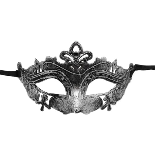 WAJJWI 4PC Maskerade Maske Vintage Prinz Maske Antik Kupfer Halbe Gesichtsmaske Retro Krone Masken Frauen Party Dekoration für Kostüm(Silver style 5) von WAJJWI