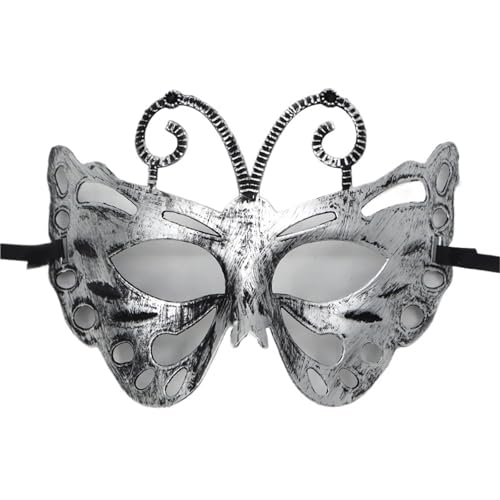 WAJJWI 4PC Maskerade Maske Vintage Prinz Maske Antik Kupfer Halbe Gesichtsmaske Retro Krone Masken Frauen Party Dekoration für Kostüm(Silver style 6) von WAJJWI