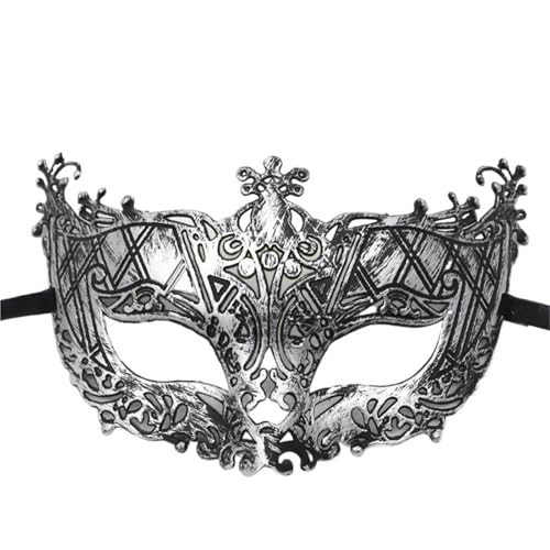 WAJJWI 4PC Maskerade Maske Vintage Prinz Maske Antik Kupfer Halbe Gesichtsmaske Retro Krone Masken Frauen Party Dekoration für Kostüm(Silver style 8) von WAJJWI