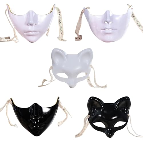 WAJJWI 5PCS Maskerade Augenmaske Augen Abdeckung Mund Abdeckung Frauen Männer Maskerade Halbe Gesichtsmaske for Karneval Dress Up für Kostüm(Mix colors) von WAJJWI